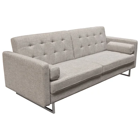 Convertible Grey Tufted Polyester Fabric Sofa